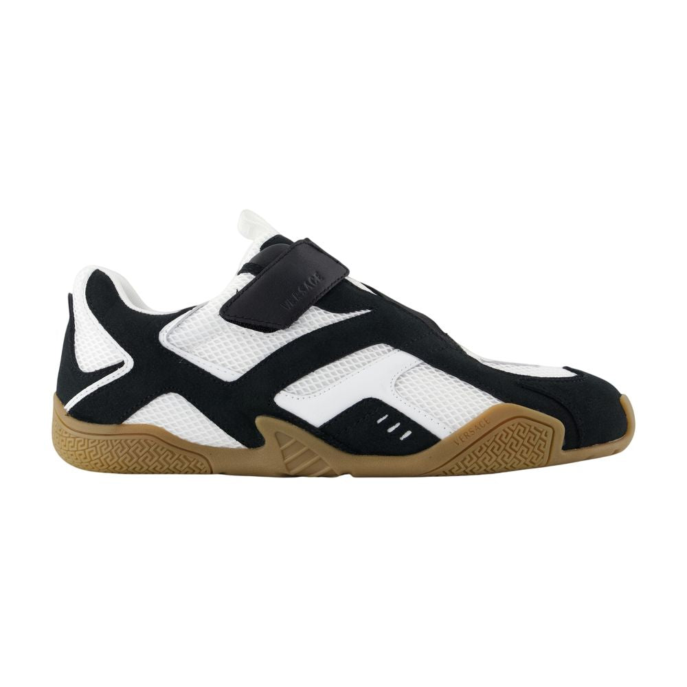 Versace Leather Calfskin Color-Block Sneaker — Multicolor