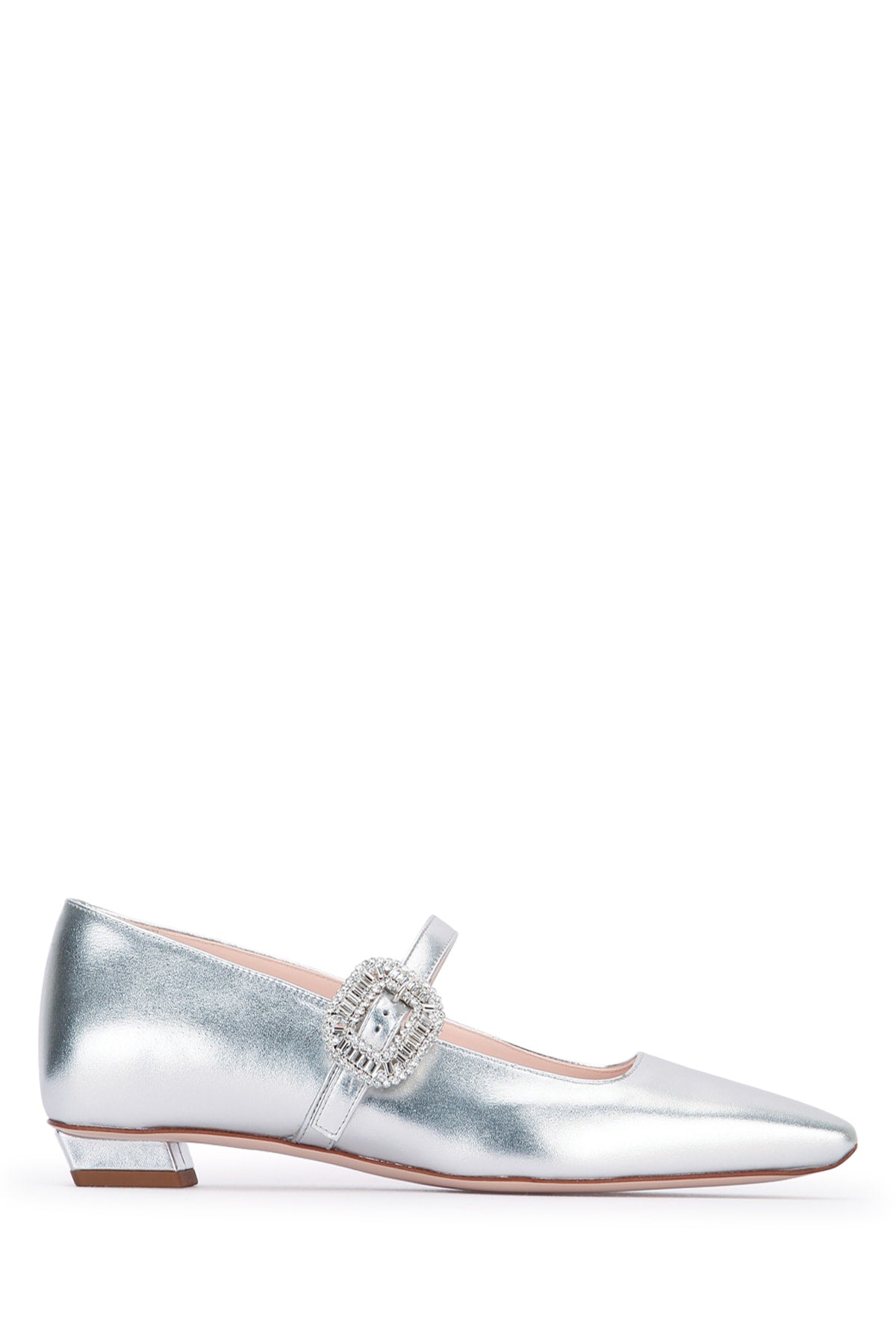 Roger Vivier Metallic Leather Flat — Silver