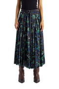 Sacai Pleated Floral Print Skirt — Brown