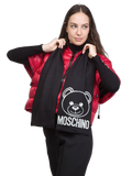 Moschino Logo-Embroidered Wool Scarf — Black
