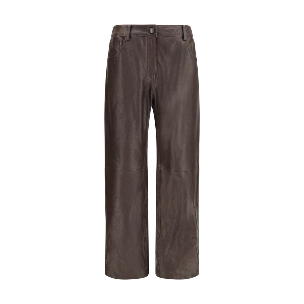 Magda Butrym Leather Trousers — Brown