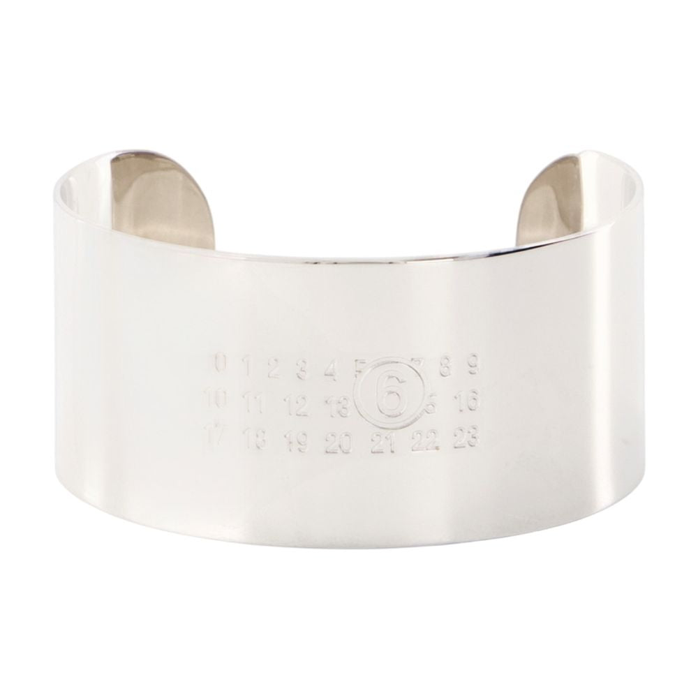 MM6 Maison Margiela Embossed Metal Cuff Bracelet — Silver