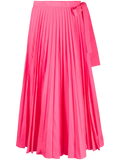 Valentino Pleated Waist-Tie Skirt — Pink