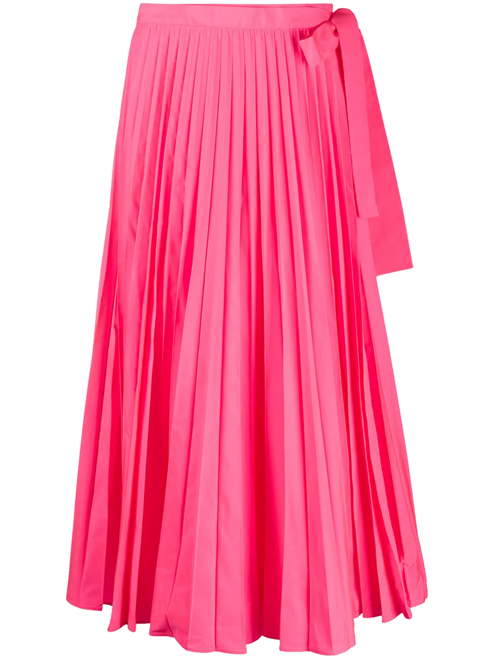 Valentino Pleated Waist-Tie Skirt — Pink