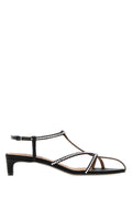 Jil Sander Embellished T-Strap Sandal — Black