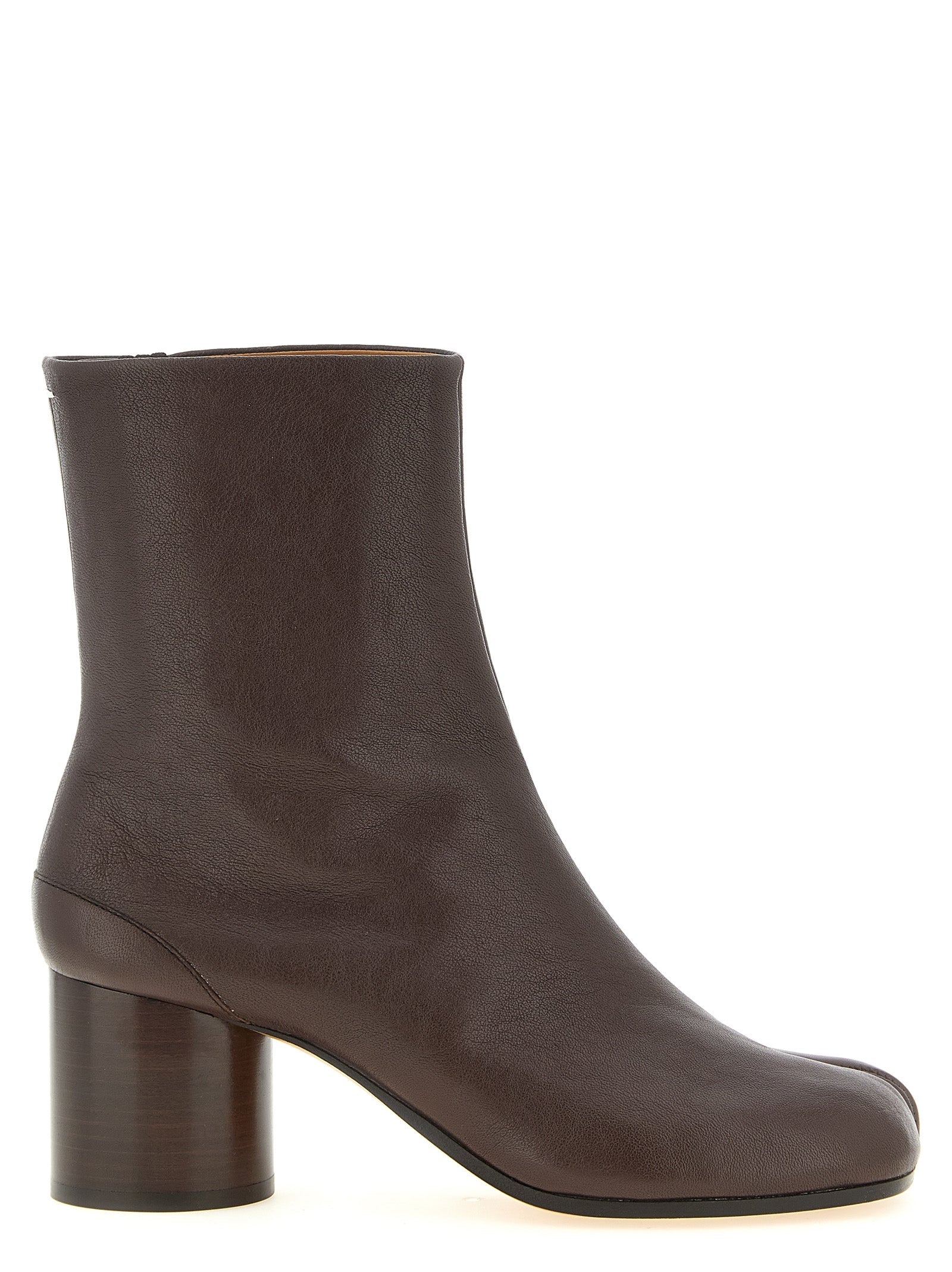 Maison Margiela Tabi Split-Toe Lamb Leather Ankle Boot — Brown