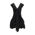 Magda Butrym Draped Shawl Collar Cotton-Silk Dress — Black