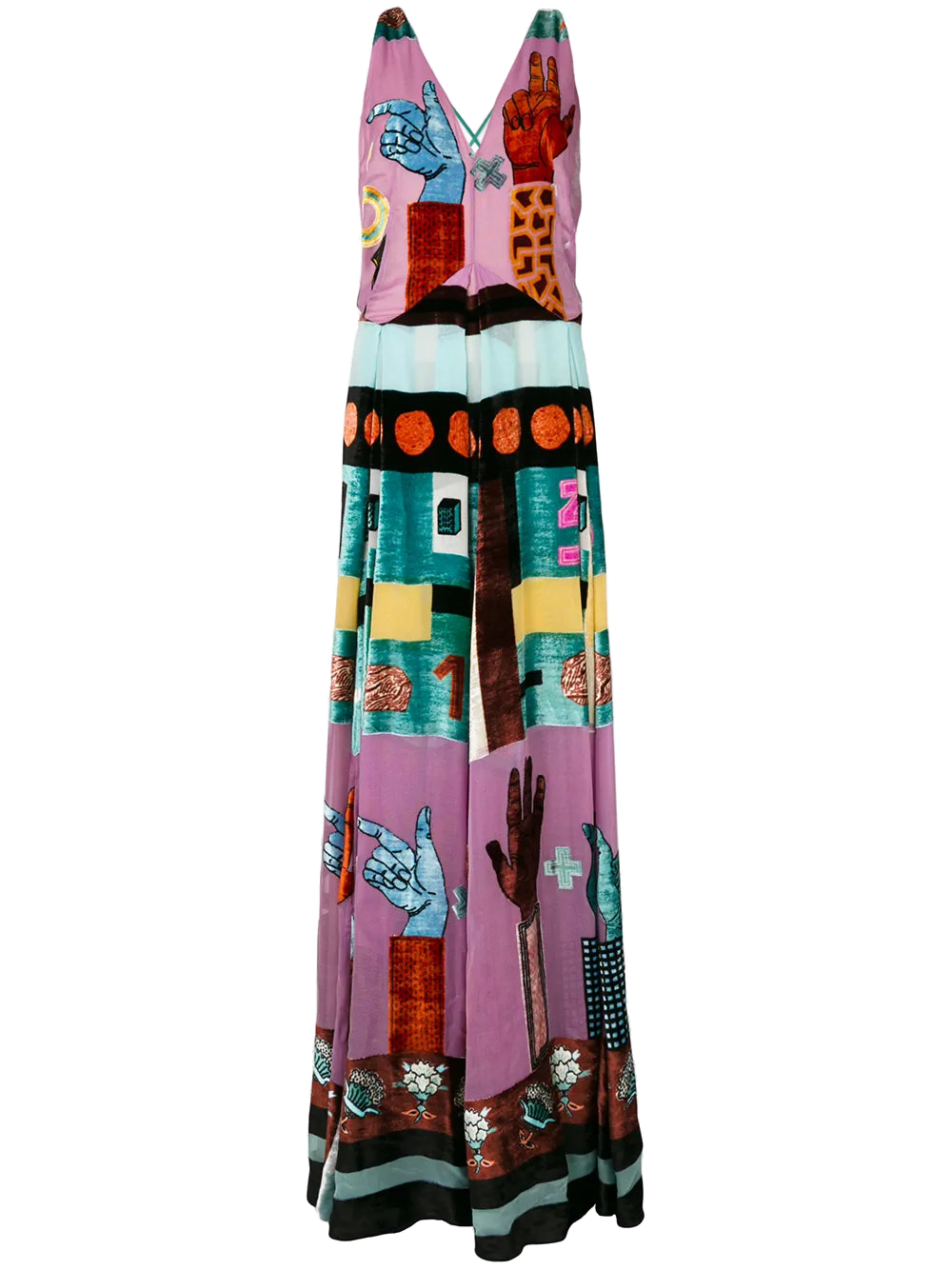 Valentino Graphic Print Silk Gown — Pink