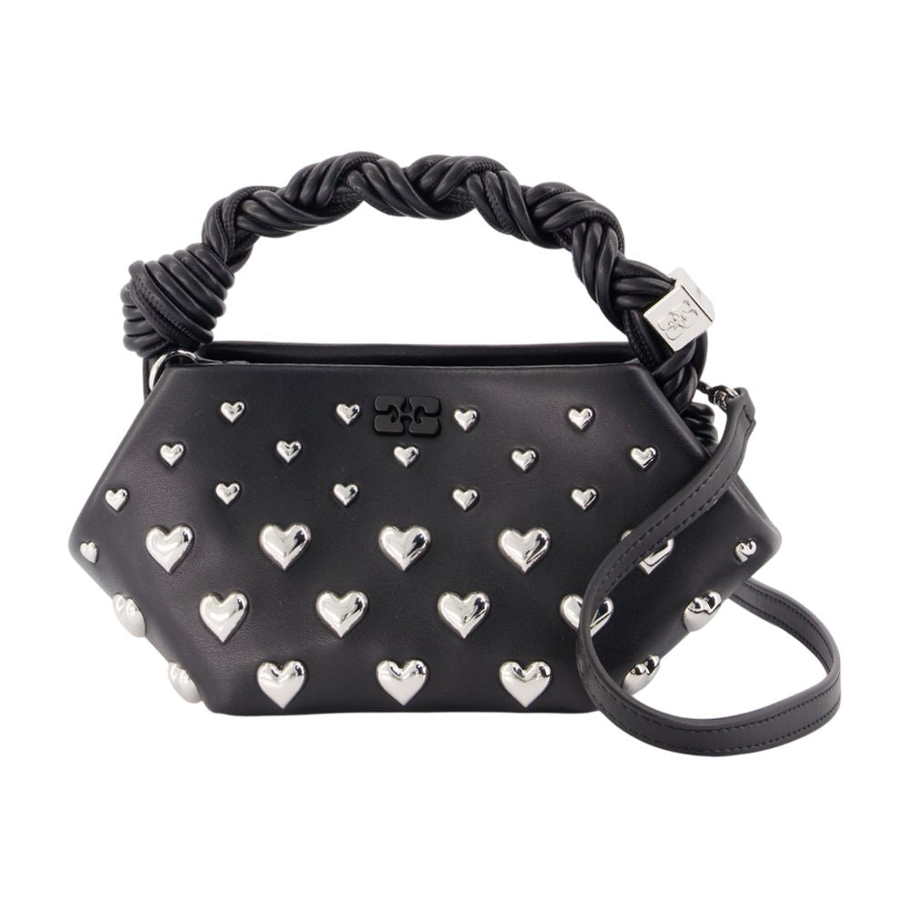 Ganni Bou Mini Hearts Top Handle Bag — Black