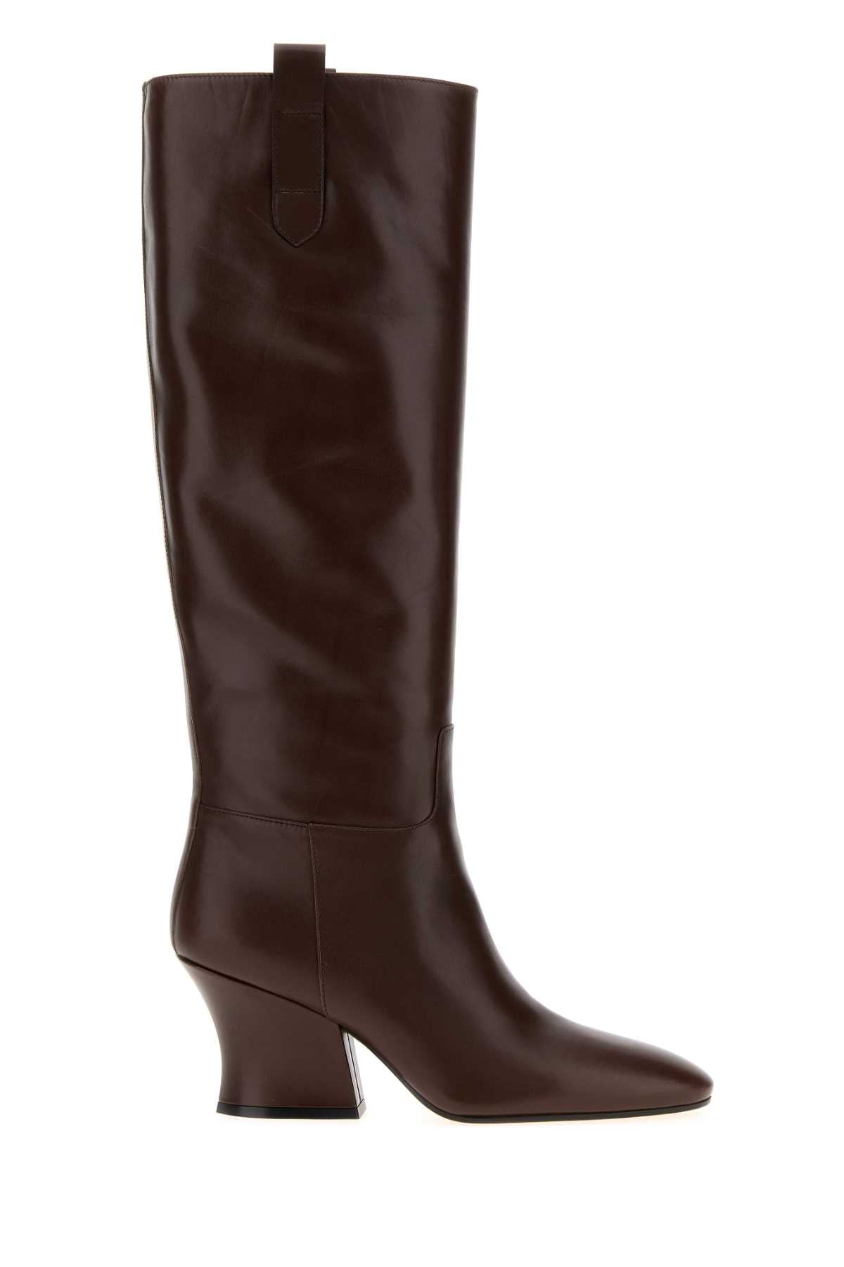 Jil Sander Leather Knee-High Boot — Brown