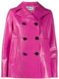 Valentino Double-Breasted Leather Blazer — Pink
