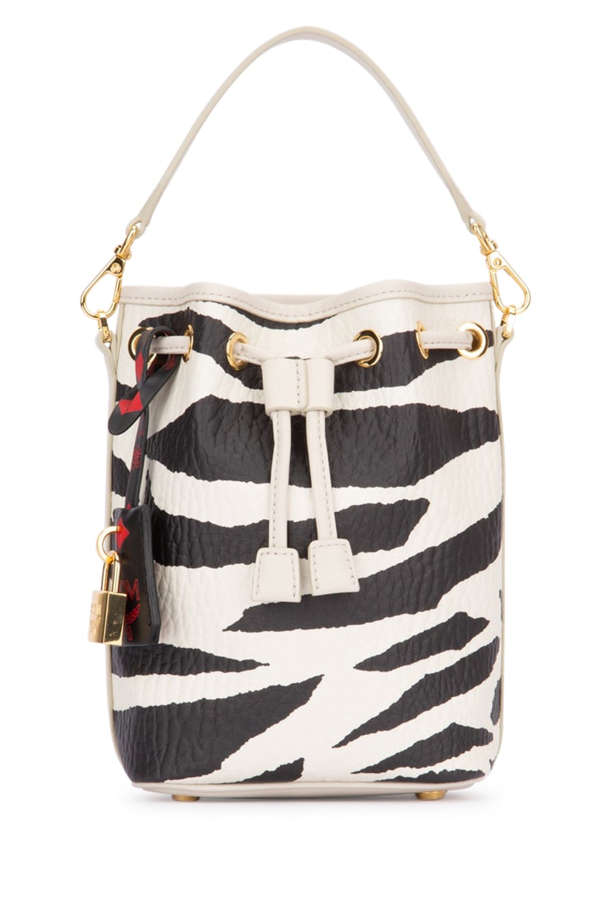 MCM Zebra-Print Textured Shoulder Bag — Multicolor