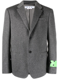 Off-White Logo Patch Single-Breasted Blazer — anthracite grey