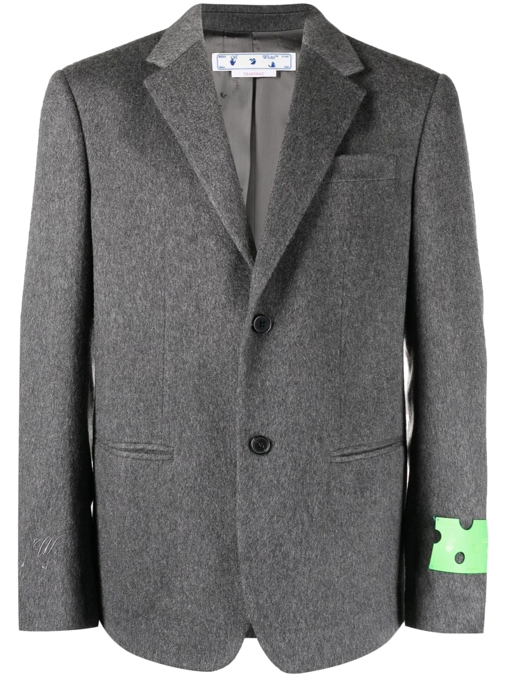 Off-White Logo Patch Single-Breasted Blazer — anthracite grey