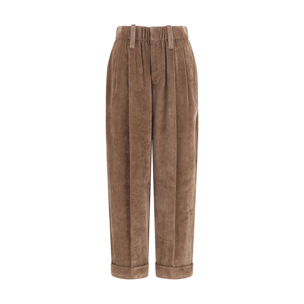 Brunello Cucinelli Viscose and Cashmere Blend Trousers — Brown