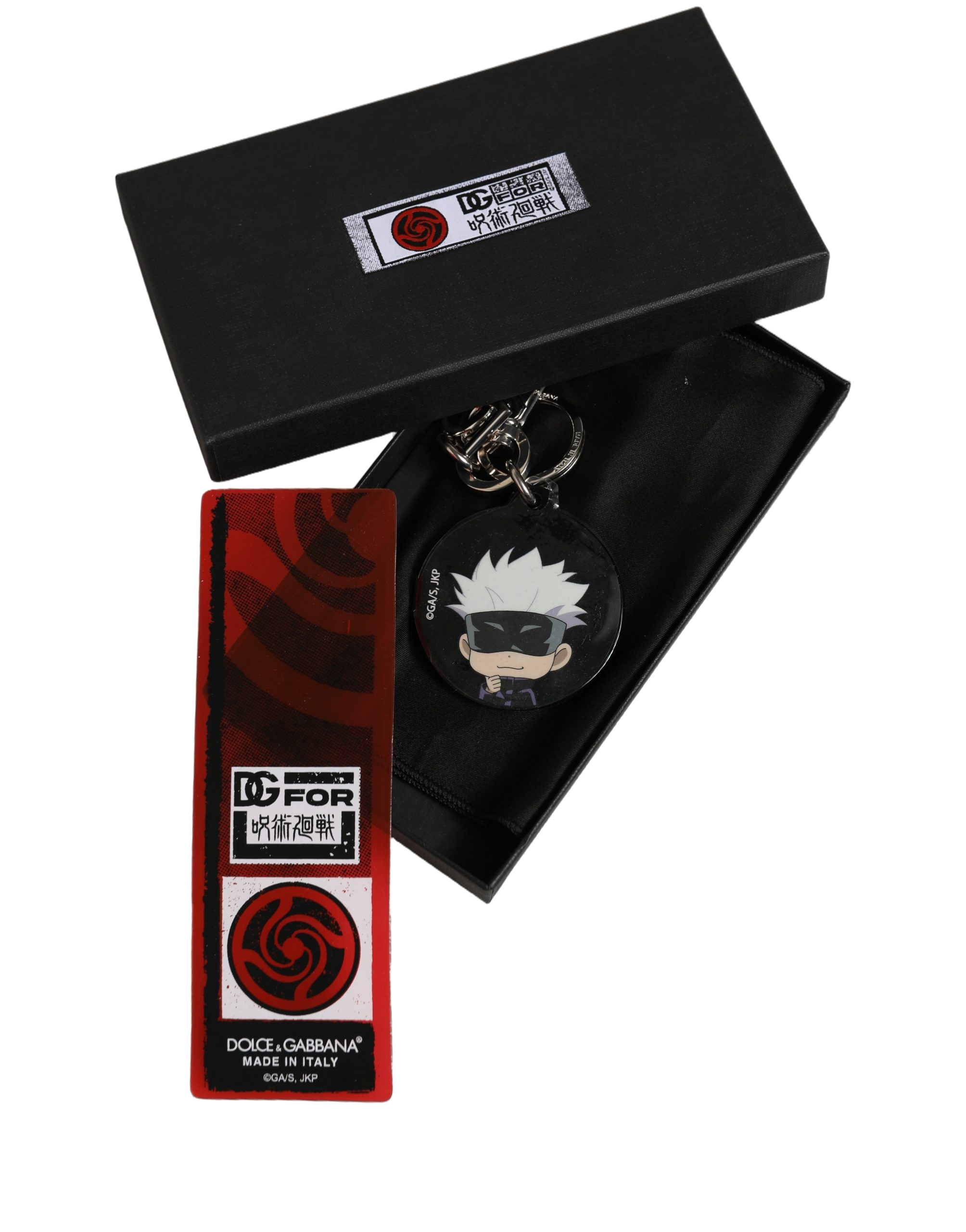 Black Kaisen Satoru Gojo Charm Metal Keychain Keyring Polyester Zamak Steel Brass Accessory