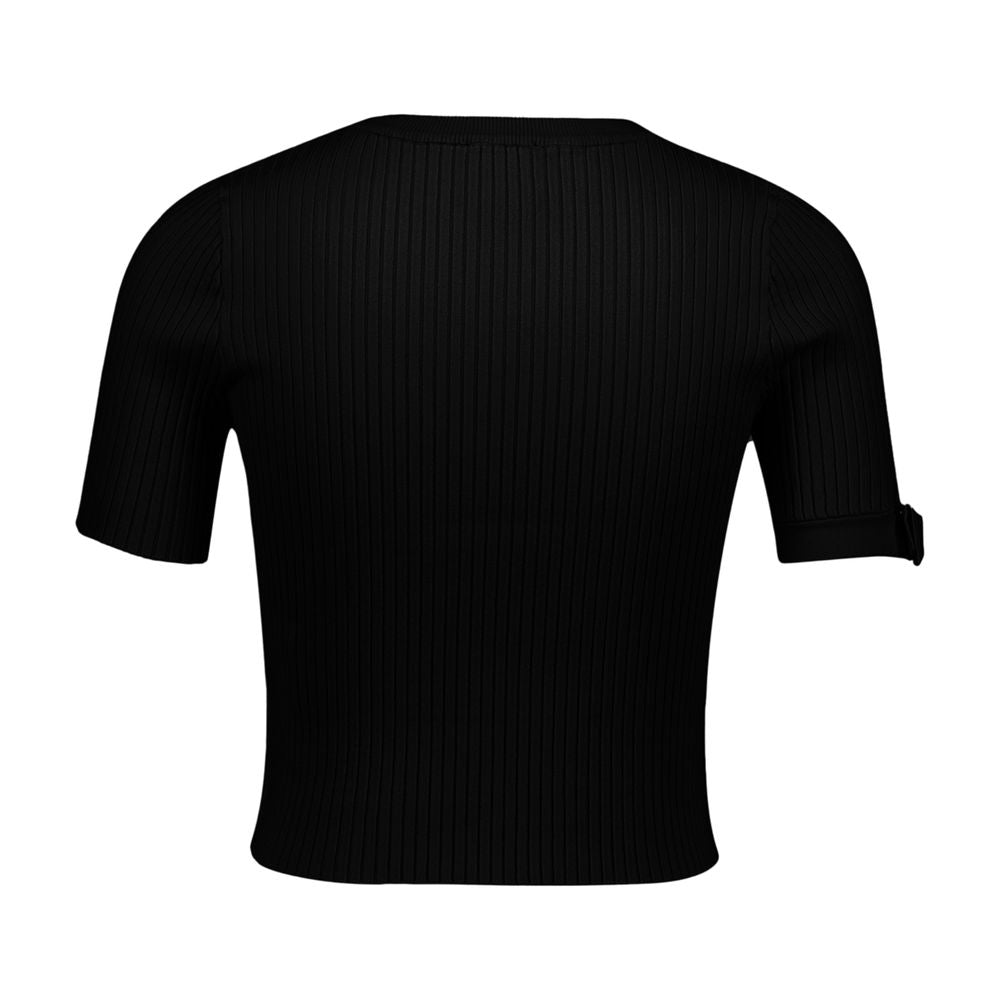 Courreges Ribbed Viscose T-Shirt — Black