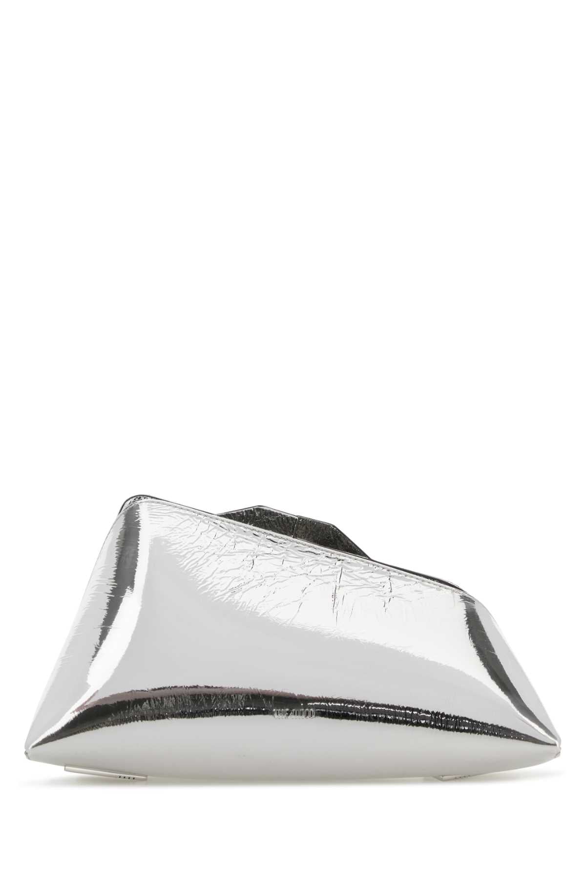 The Attico Metallic Leather Clutch — Silver