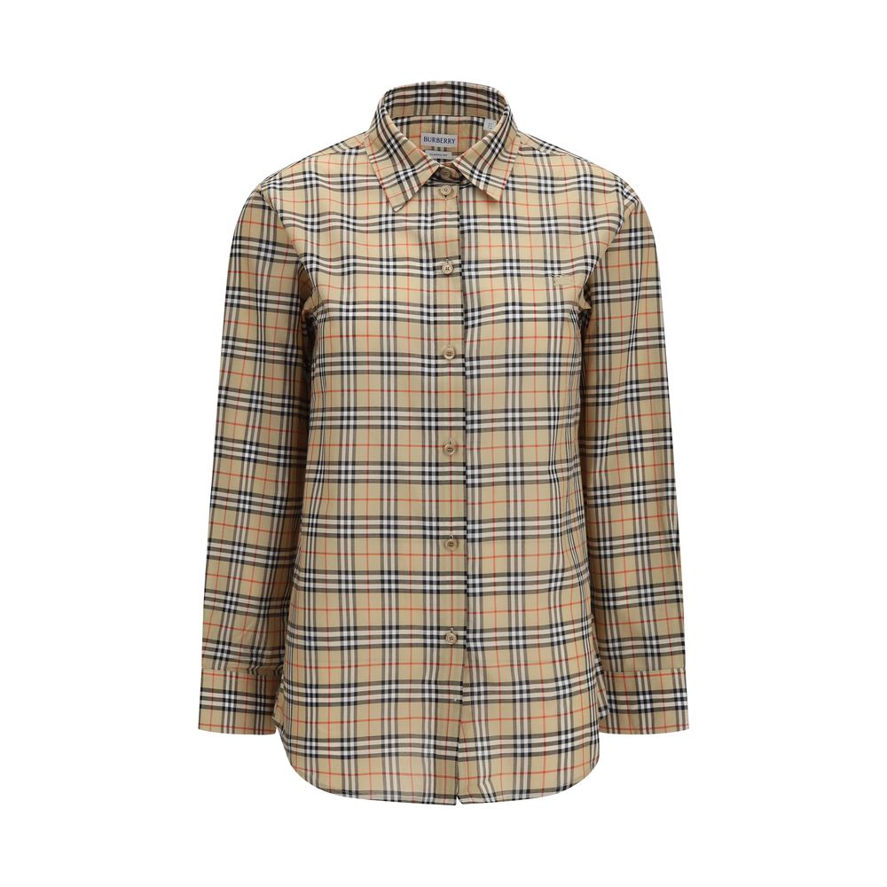 Camisa Burberry de algodón con motivo Check — Beige