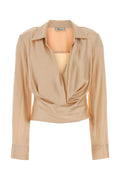 Blumarine Wrap Viscose Blouse — Beige