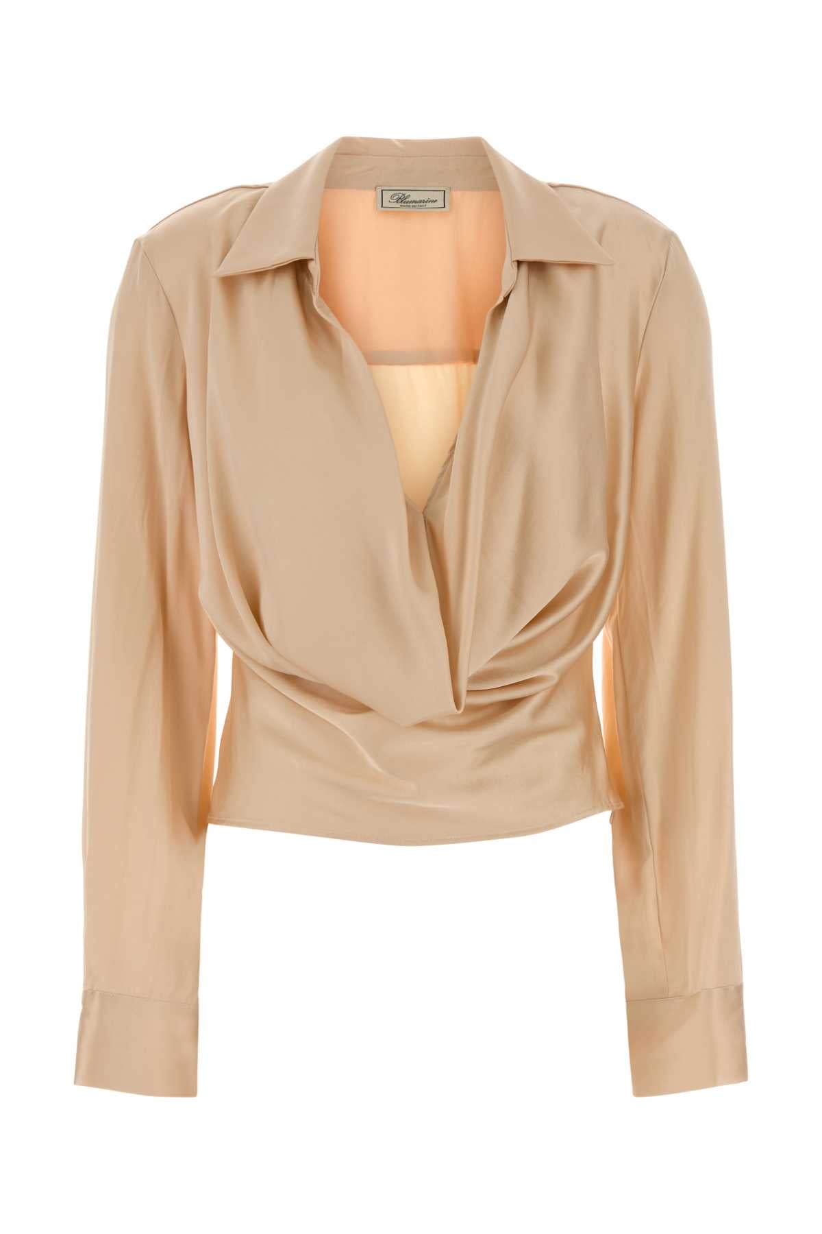 Blumarine Wrap Viscose Blouse — Beige