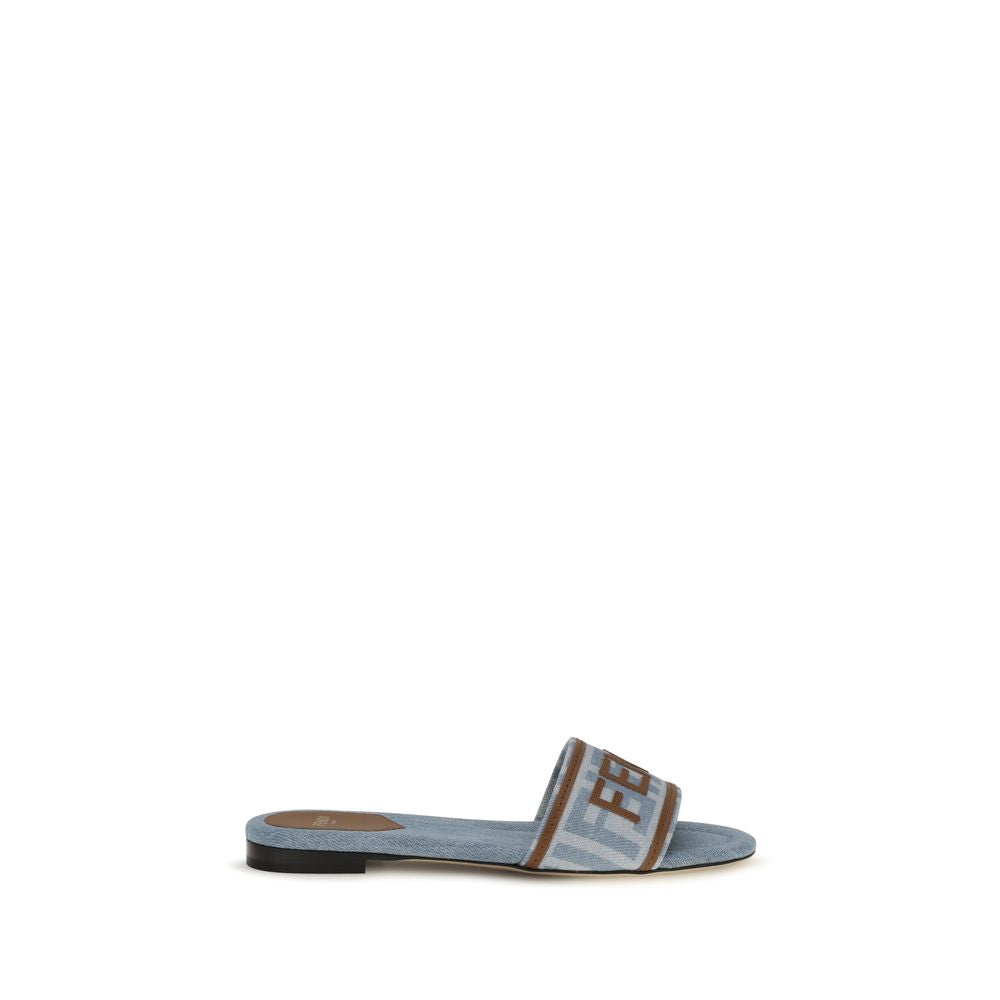 Fendi FF Jacquard Sandals — Blue