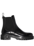 Ferragamo Gancini Logo Detail Chelsea Boot — Black