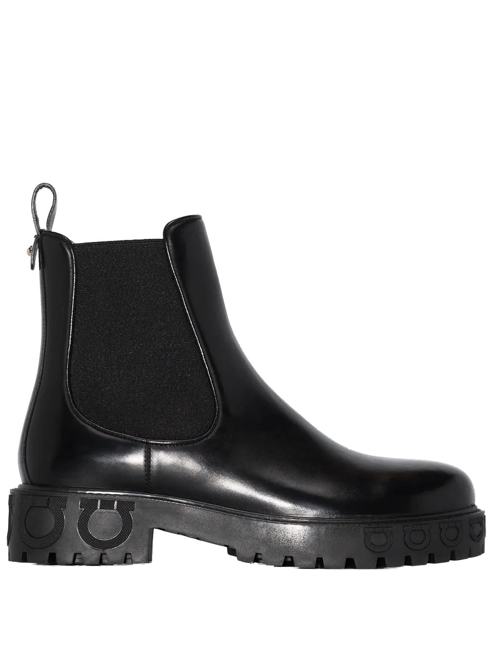 Ferragamo Gancini Logo Detail Chelsea Boot — Black