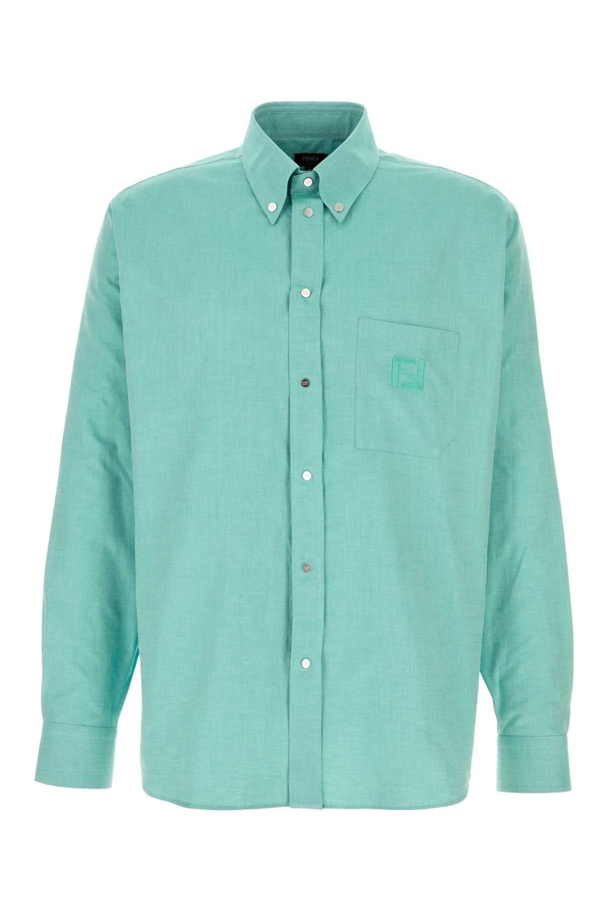 Fendi Cotton Button-Down Shirt — Green