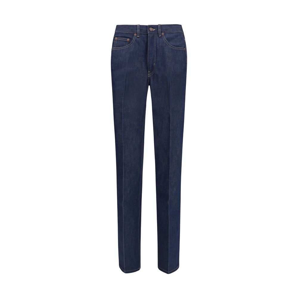Chloé Cotton Slim-Fit Jeans — Blue