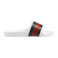 Gucci Web Rubber Slide Slide Sandal — White