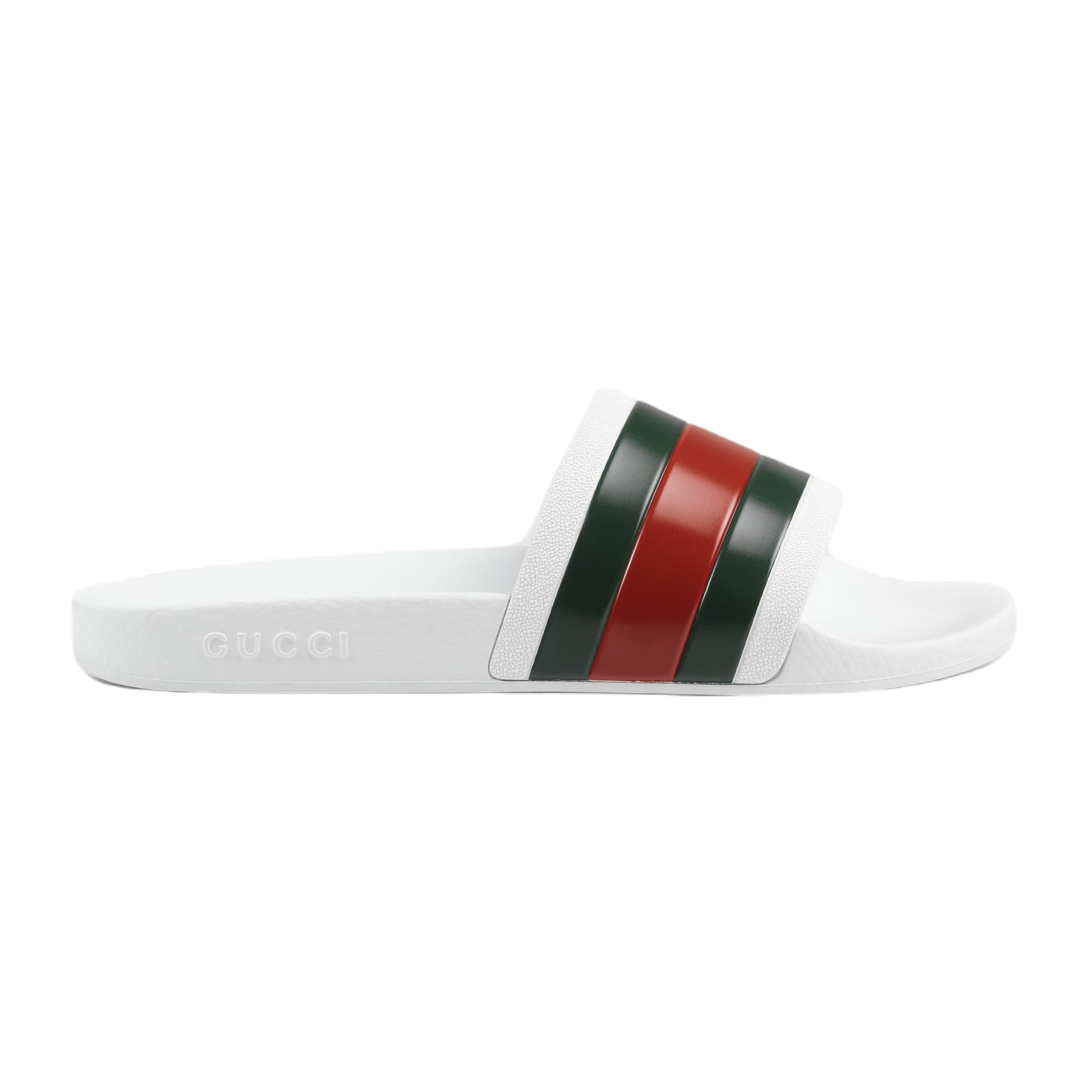 Gucci Web Rubber Slide Slide Sandal — White