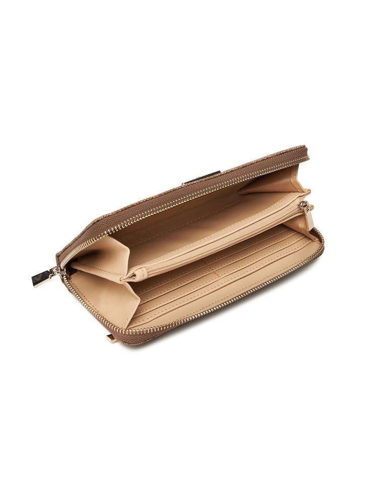 Guess Logo Polyurethane Wallet — Beige
