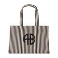 Anine Bing Striped Cotton Tote Bag — Black
