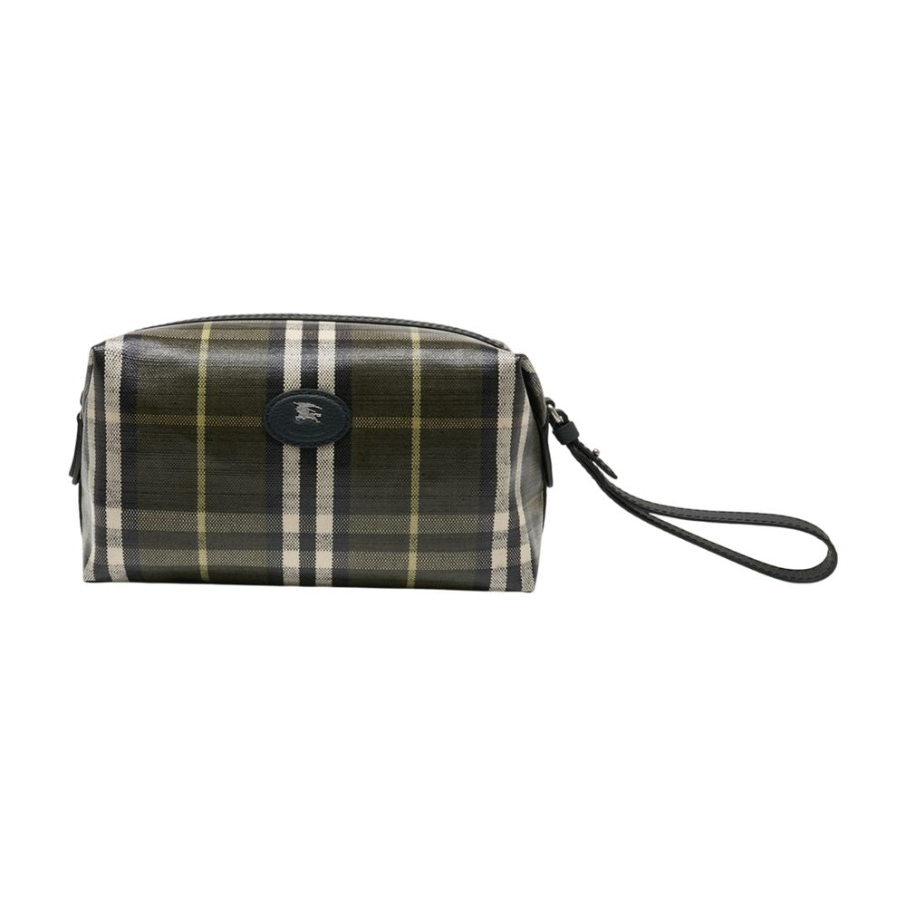 Burberry Tartan Cotton Washbag Travel Wallet — Green