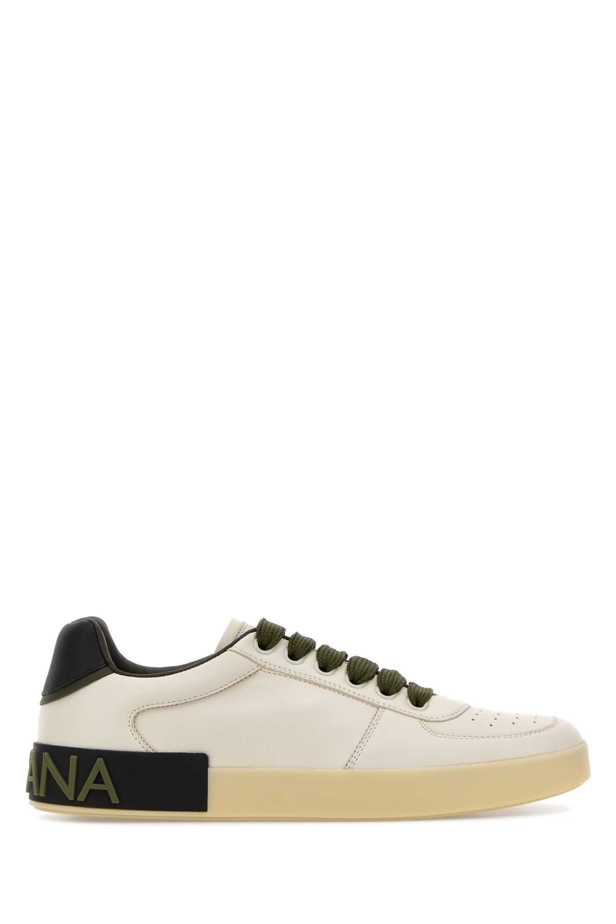 Dolce & Gabbana Leather Low-Top Sneaker — Beige