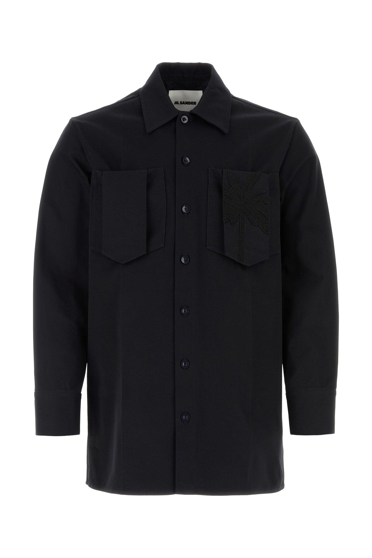 Jil Sander Embroidered Chest Pocket Shirt — Black