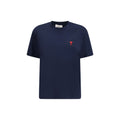AMI Paris Logo-Embroidered Cotton T-Shirt — Navy