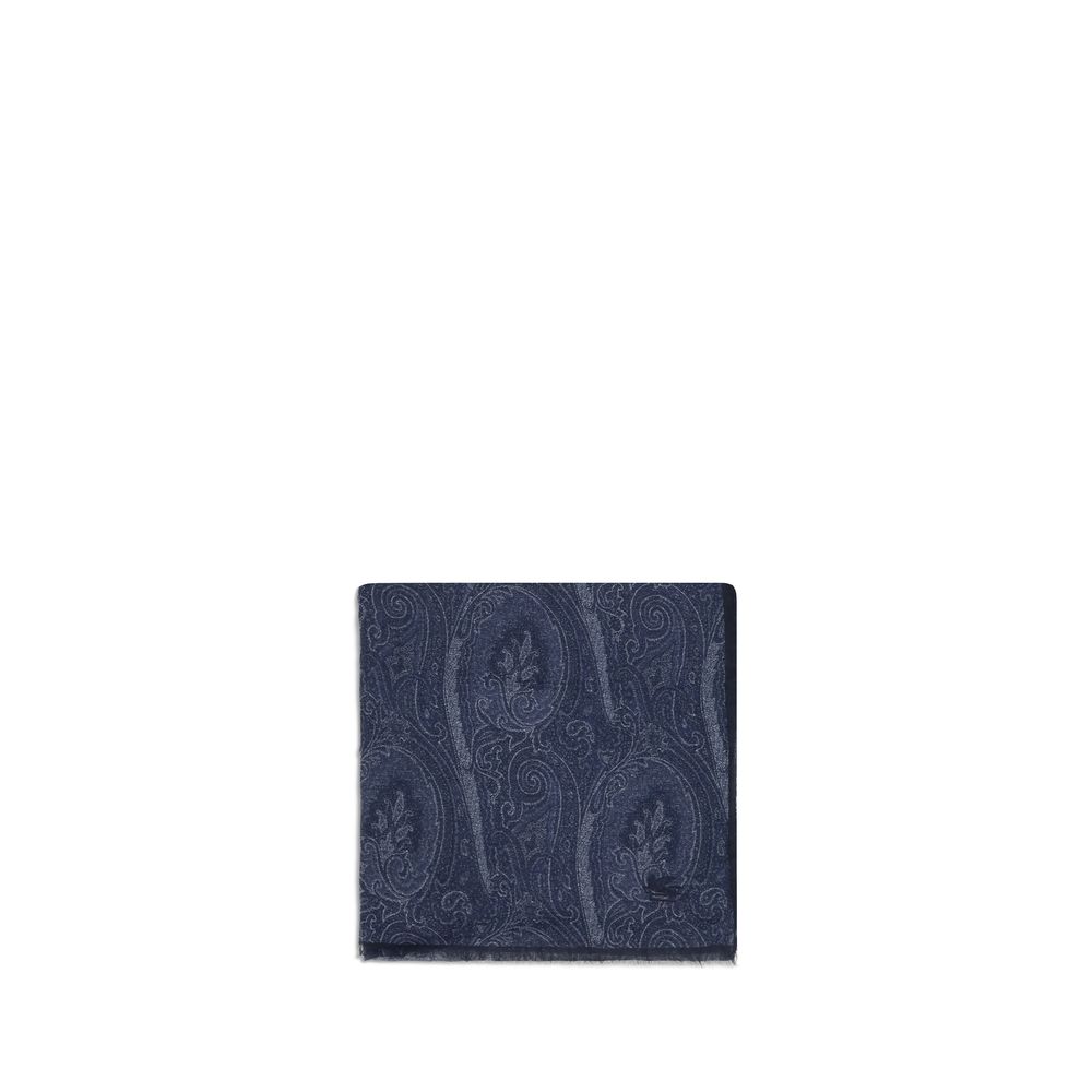 Etro Paisley Modal Scarf — Navy