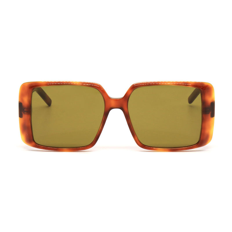 Saint Laurent SL451005 Tortoiseshell Square-Frame Sunglasses — Orange