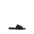 Dolce & Gabbana Embossed Logo Calf Leather Sandals — Black
