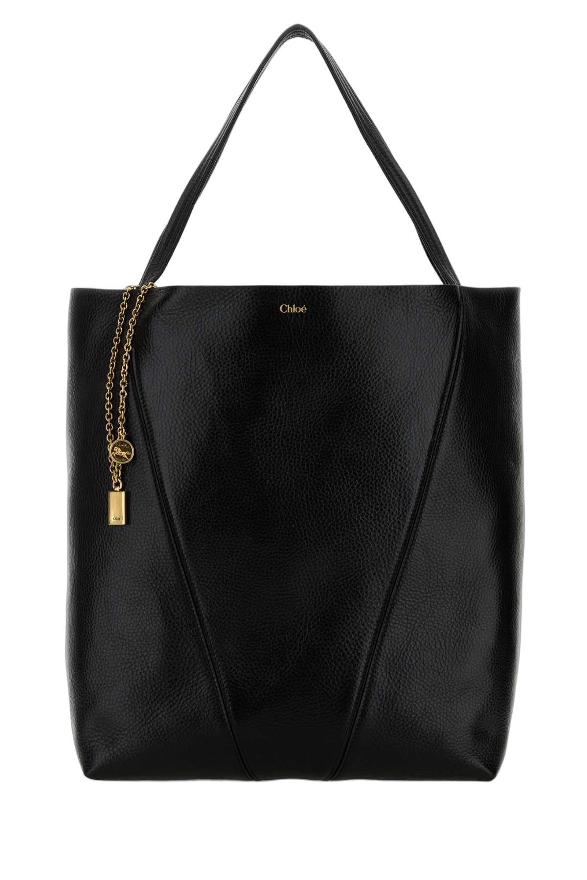 Chloé Textured Calf Leather Shoulder Bag — Black