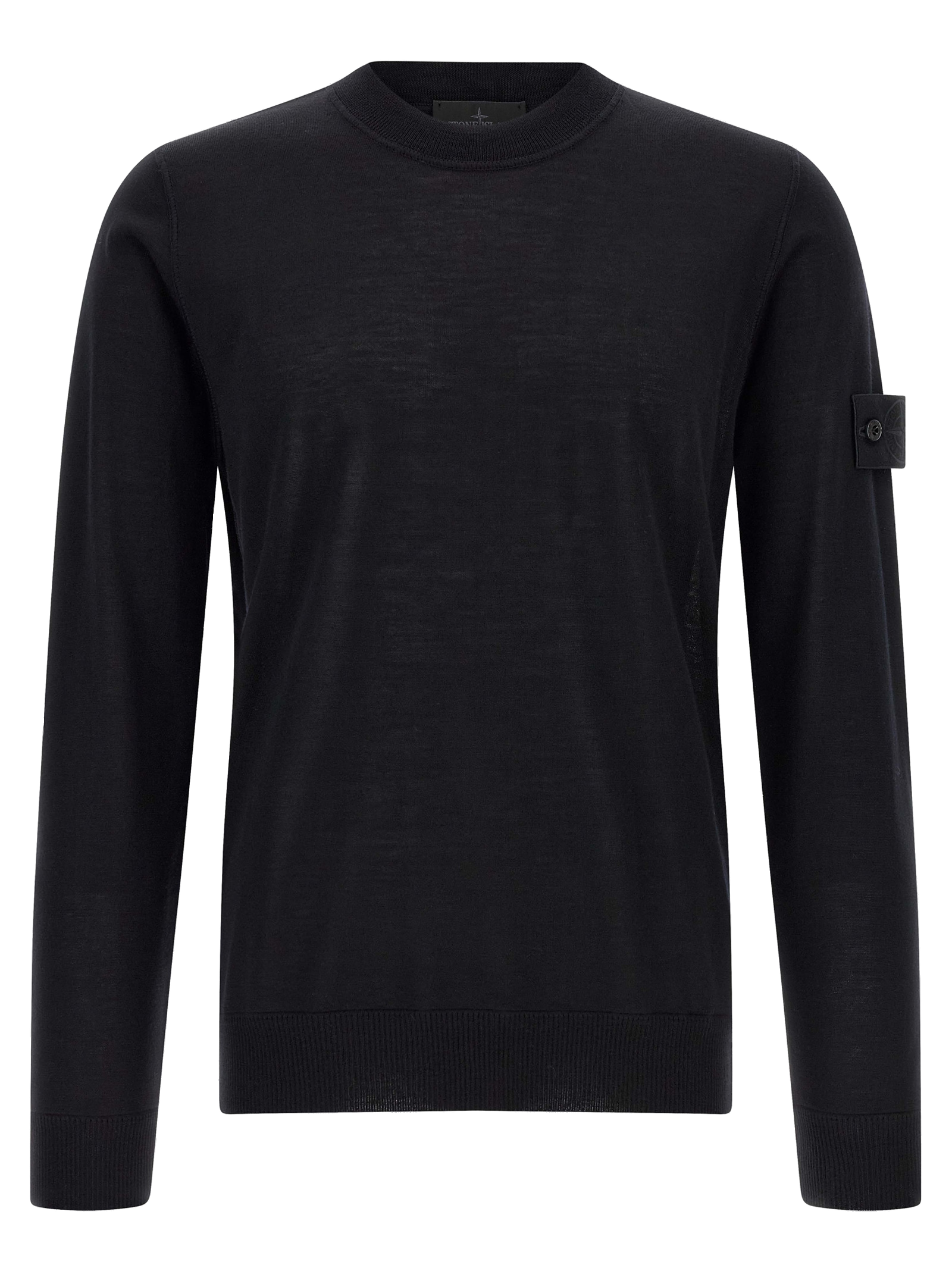 Stone Island Virgin Wool Crew-Neck Sweater — Black