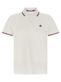 Moncler Tricolor-Striped Cotton Polo Shirt — White
