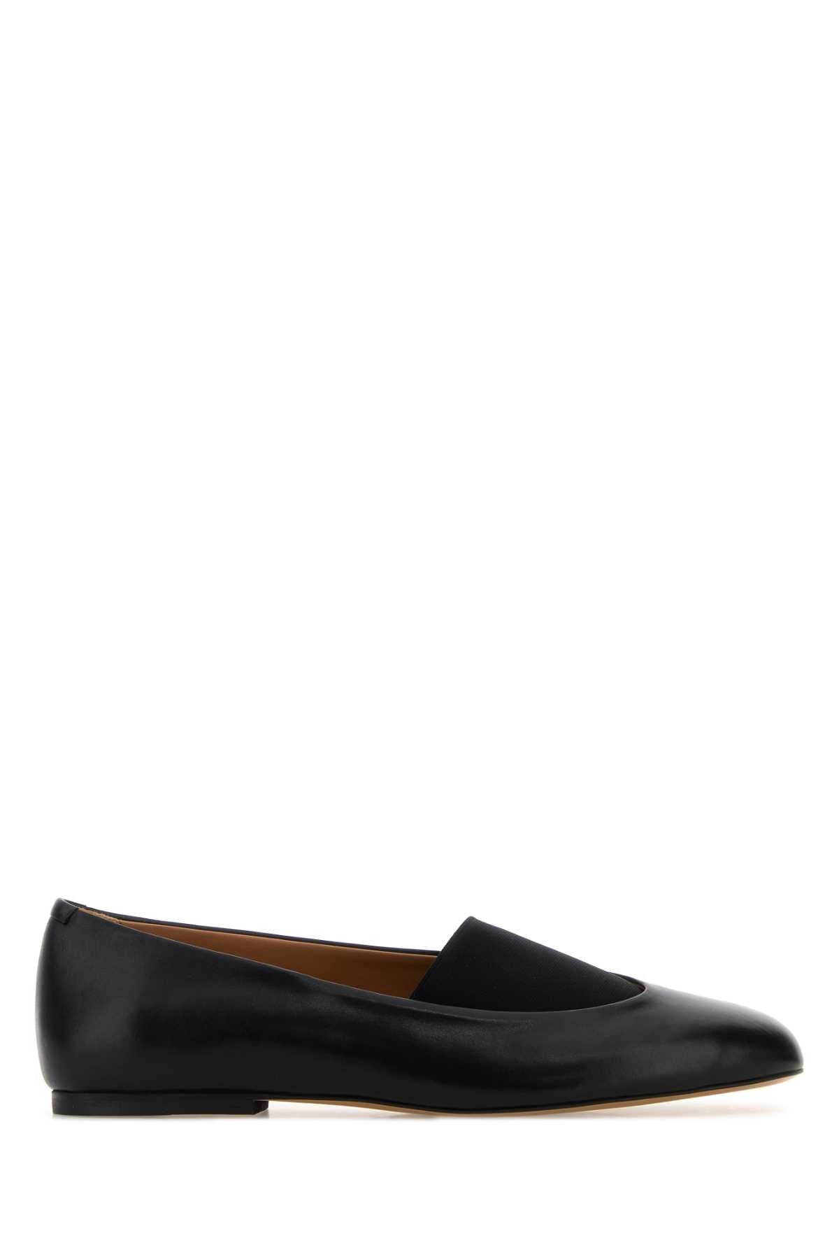 Jil Sander Calf Leather Slip-On Flat — Black