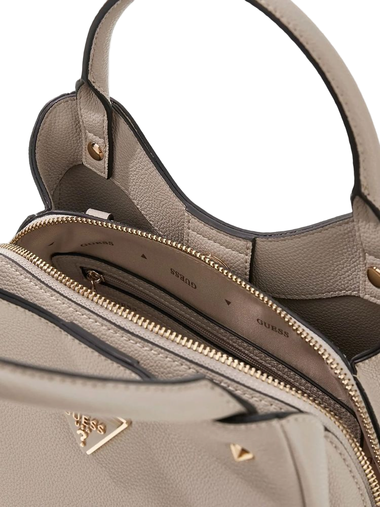Guess Structured Polyurethane Shoulder Bag — Taupe