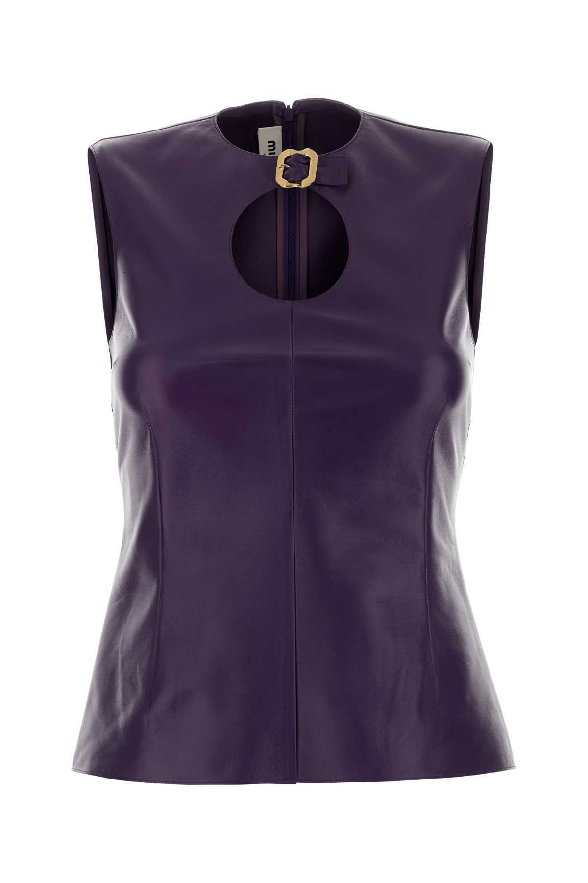 Miu Miu Pelle Tank Top — Purple