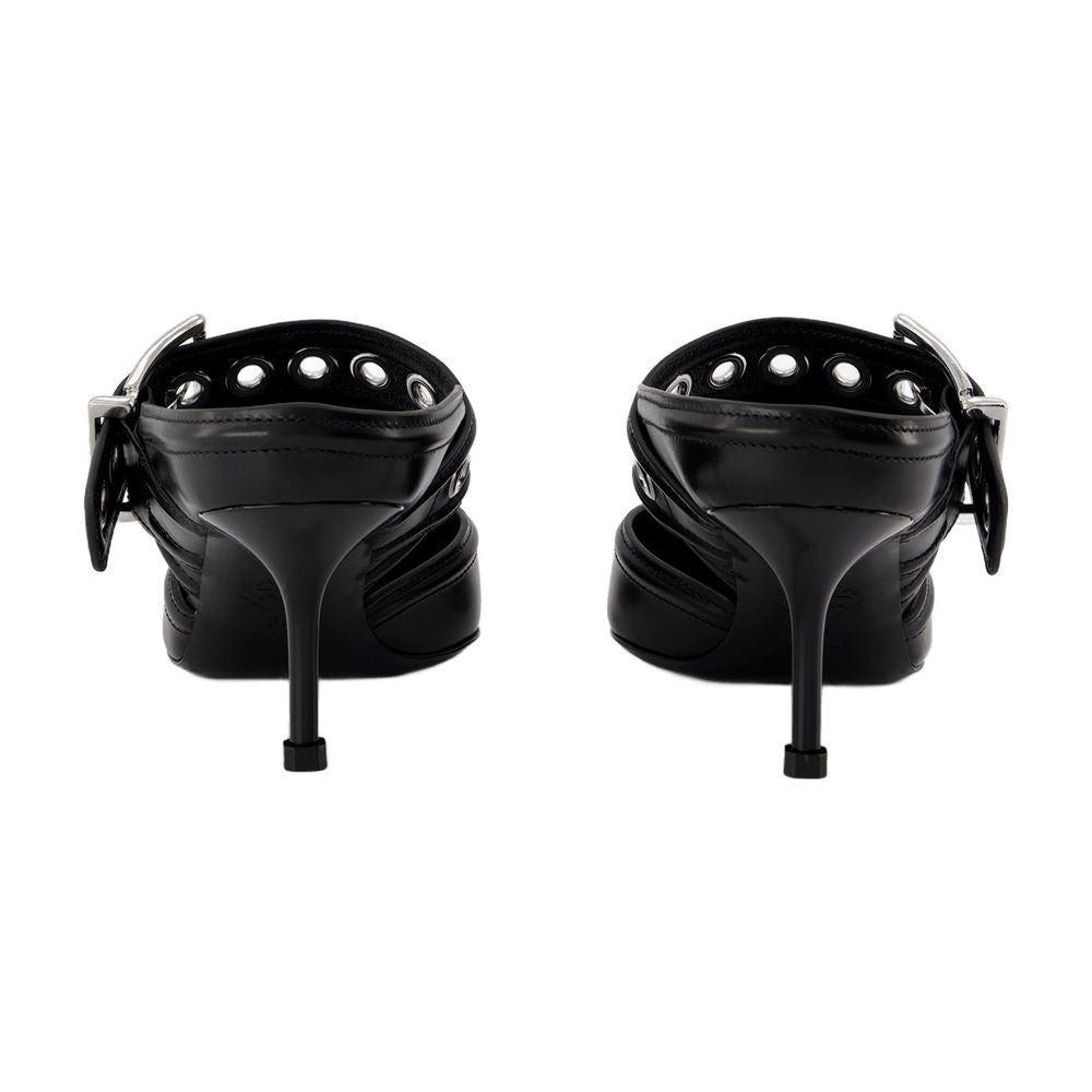 Alexander McQueen Leather Mule Sandals — Black
