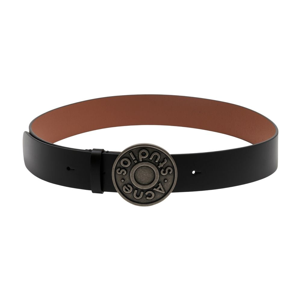 Acne Studios Calfskin Leather with Circular Buckle Belt — Black