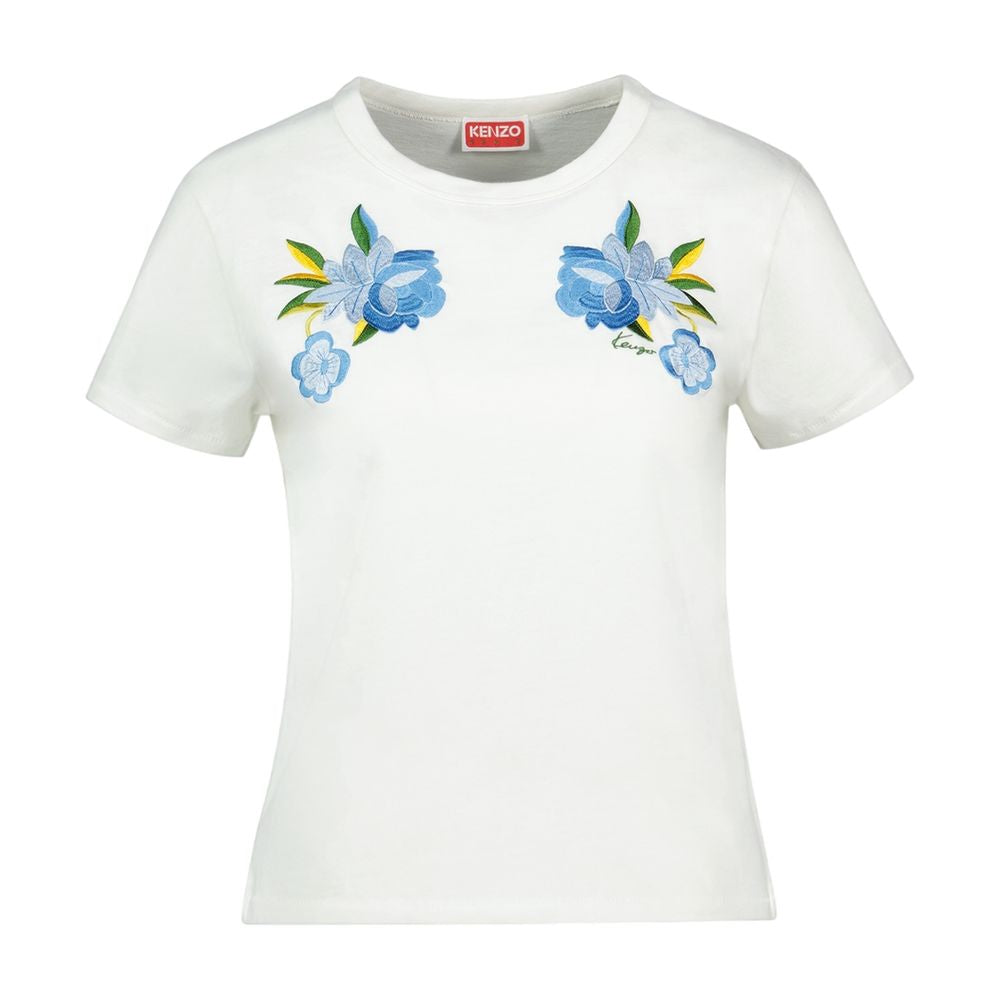 Kenzo Wildflower-Embroidered T-Shirt — White